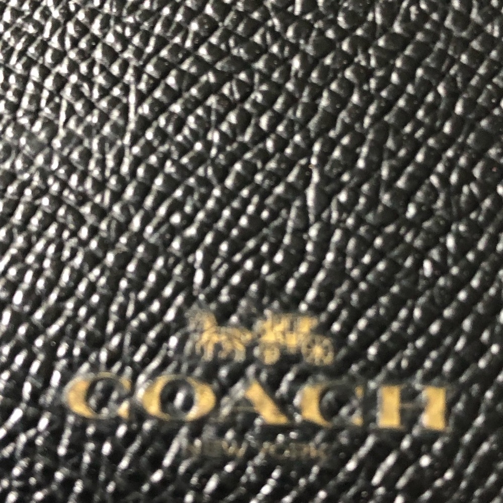 Coach Black Pebbled Leather ID Holder with Gold Accent non refundable